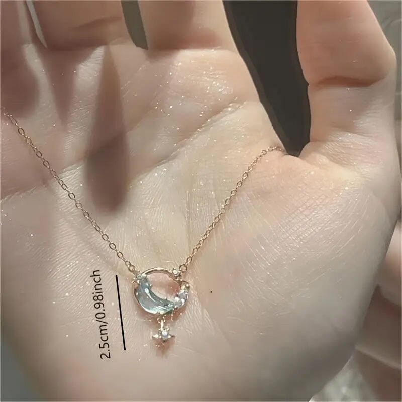 Stunning Moon and Star Birthstone Pendant Necklace Necklaces - DailySale