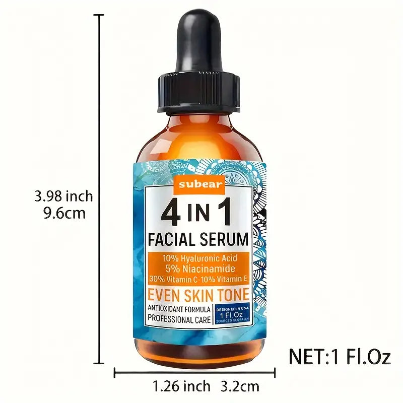 Subear 4-In-1 Facial Serum - Hydrates, Repairs, and Rejuvenates Skin with Hyaluronic Acid, Niacinamide, and Vitamin C Beauty & Personal Care - DailySale