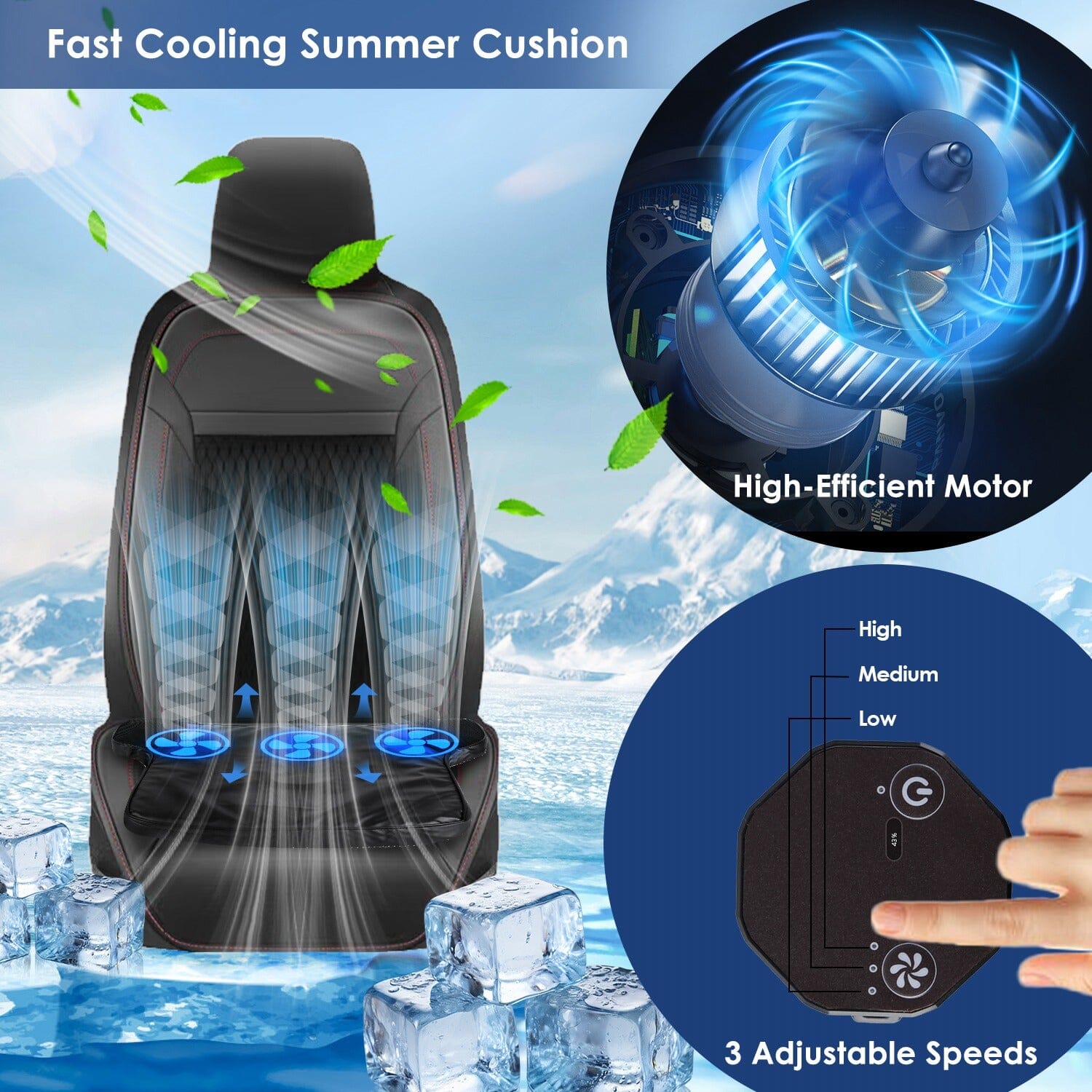 Summer Water Cooling System Seat Cushion with Fans 3 Speeds Automotive - DailySale