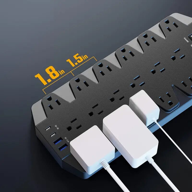 Superdanny 18 AC Outlets Surge Protector Power Strip with 2 USB C and 2 USB A Ports Batteries & Power Accessories - DailySale