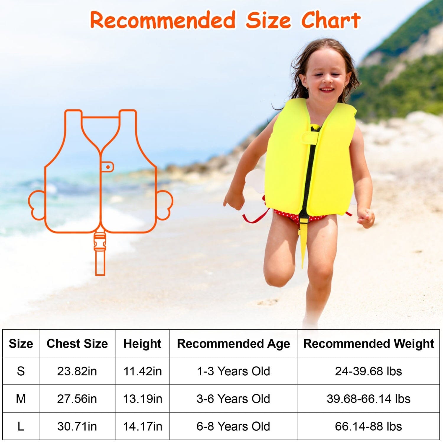 Swim Vest for Kids Float Jacket with Adjustable Crotch Strap Sports & Outdoors - DailySale