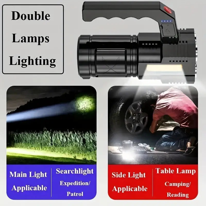 Tactical LED Flashlight, 800mAh Rechargeable Via USB, High-Power LED Light With 4-Mode Output Outdoor Lighting - DailySale