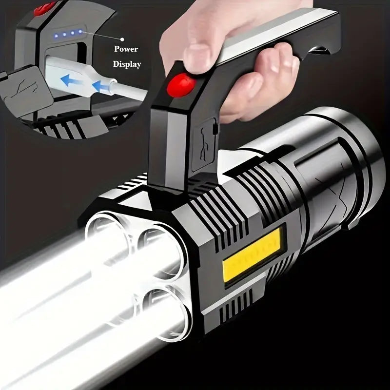 Tactical LED Flashlight, 800mAh Rechargeable Via USB, High-Power LED Light With 4-Mode Output Outdoor Lighting - DailySale