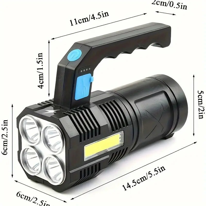 Tactical LED Flashlight, 800mAh Rechargeable Via USB, High-Power LED Light With 4-Mode Output Outdoor Lighting - DailySale