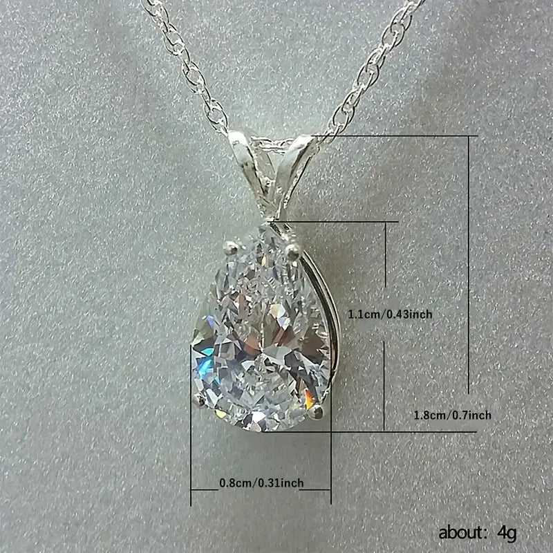 Teardrop Shaped Zirconia Pendant Copper Necklace Necklaces - DailySale