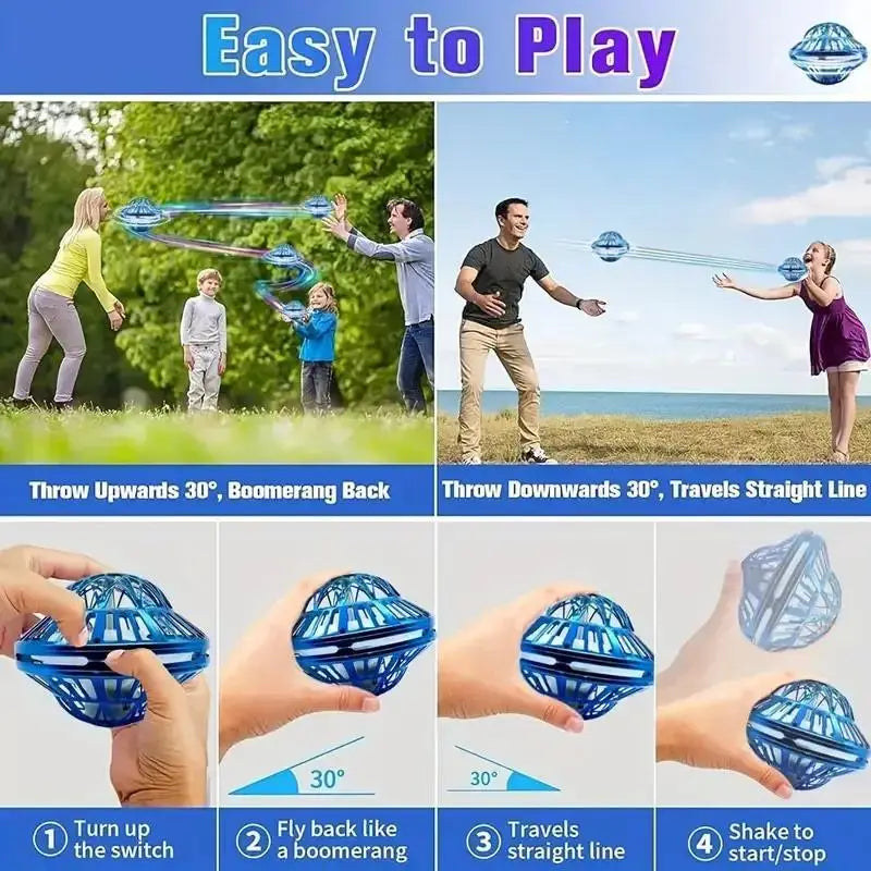 Third-Generation Intelligent Sensor-Enabled UFO Automatic Rotating Flying Toy with Vibrant LED Illumination Toys & Games - DailySale