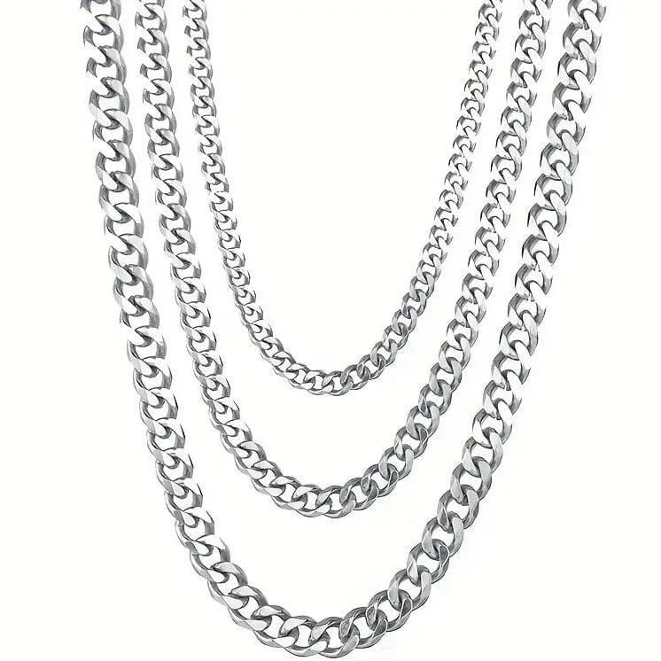 Titanium Stainless Steel Trendy Necklace Cuban Chain with Lobster Clasp Necklaces 3mm 18” - DailySale