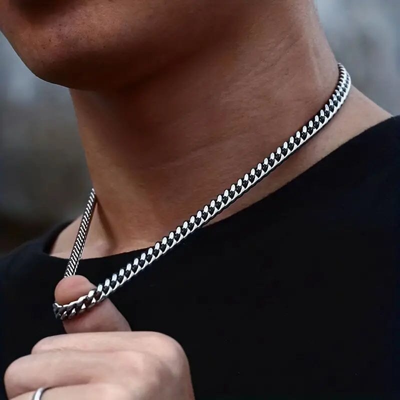 Titanium Stainless Steel Trendy Necklace Cuban Chain with Lobster Clasp Necklaces - DailySale