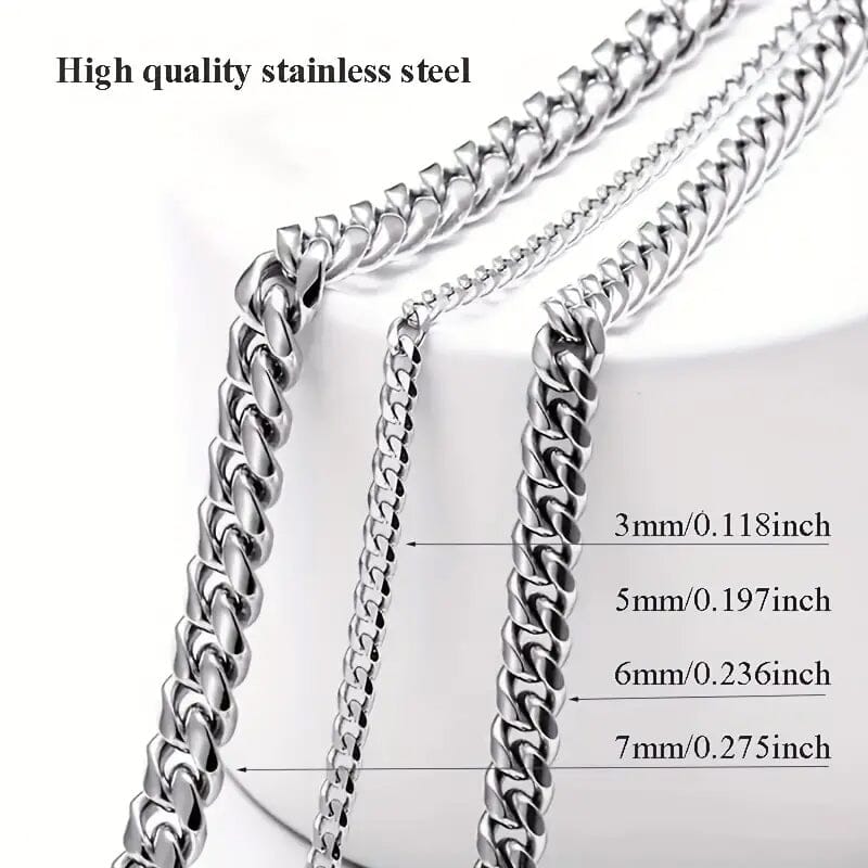 Titanium Stainless Steel Trendy Necklace Cuban Chain with Lobster Clasp Necklaces - DailySale