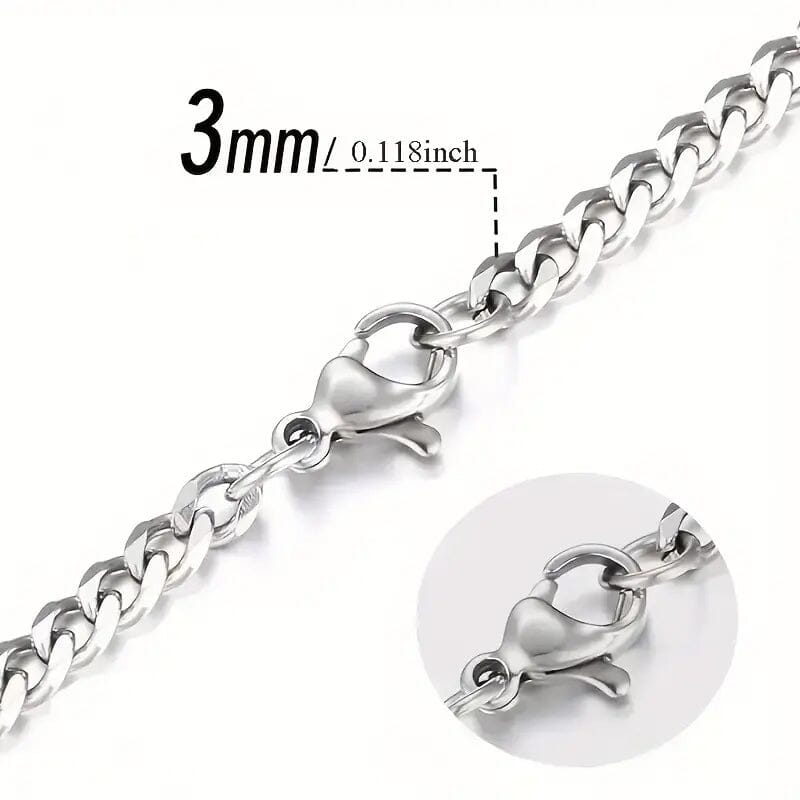 Titanium Stainless Steel Trendy Necklace Cuban Chain with Lobster Clasp Necklaces - DailySale