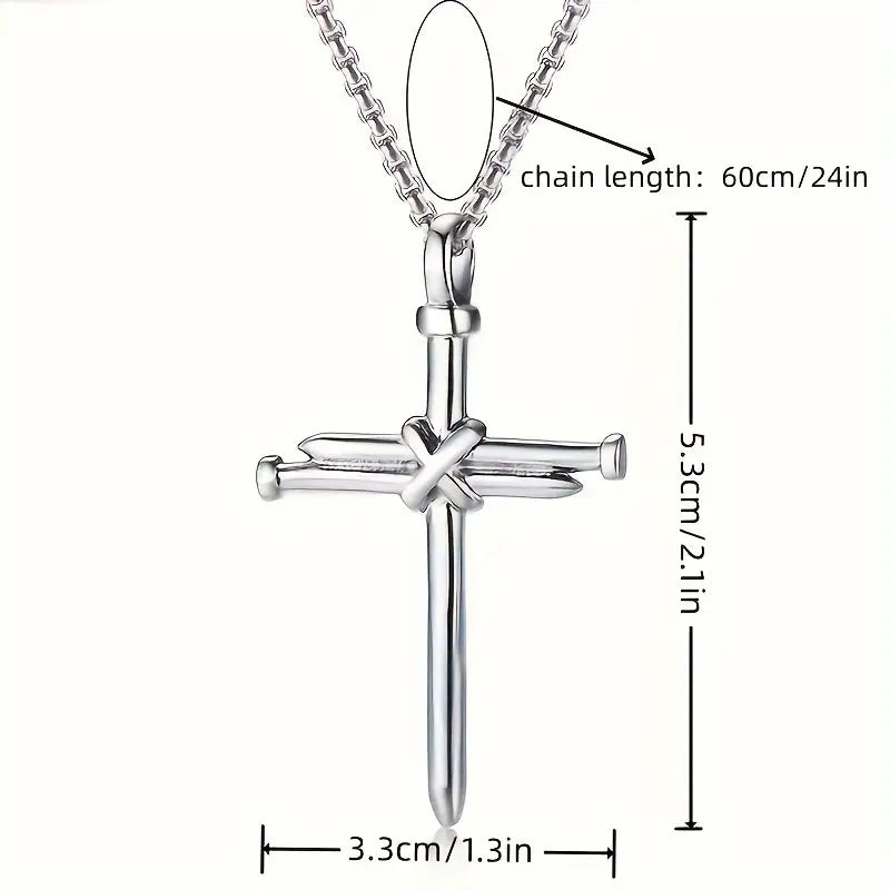 Titanium Steel Casting Steel Nails Cross Men's Pendant Punk Style Necklaces - DailySale