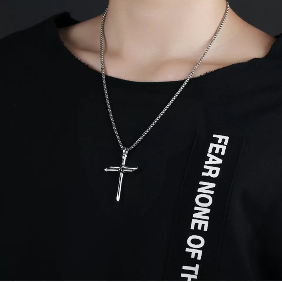 Titanium Steel Casting Steel Nails Cross Men's Pendant Punk Style Necklaces - DailySale