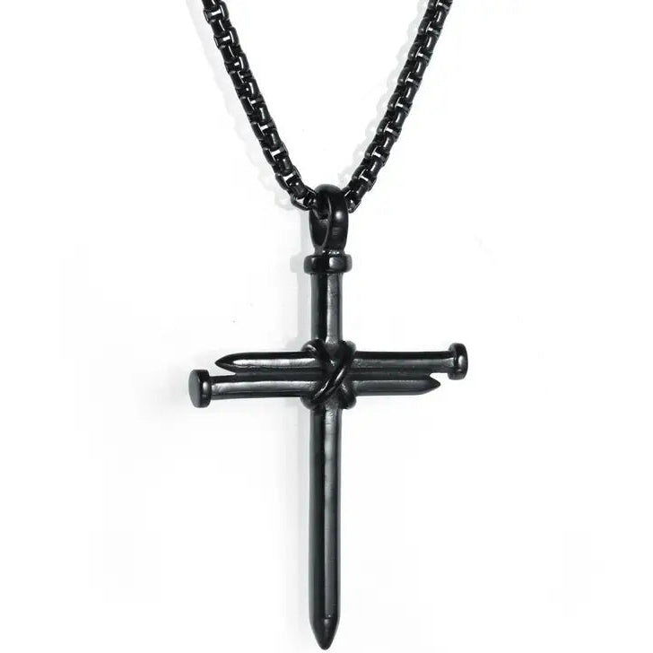 Titanium Steel Casting Steel Nails Cross Men's Pendant Punk Style Necklaces - DailySale