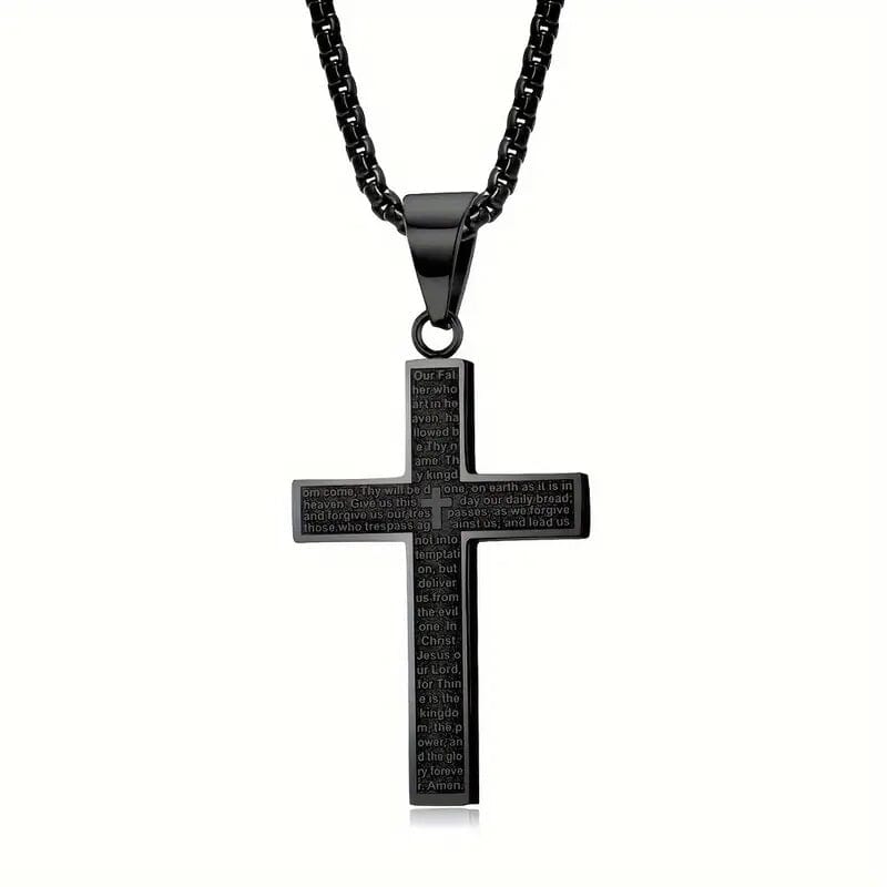 Titanium Steel Cross Pendant Necklace Necklaces Black - DailySale