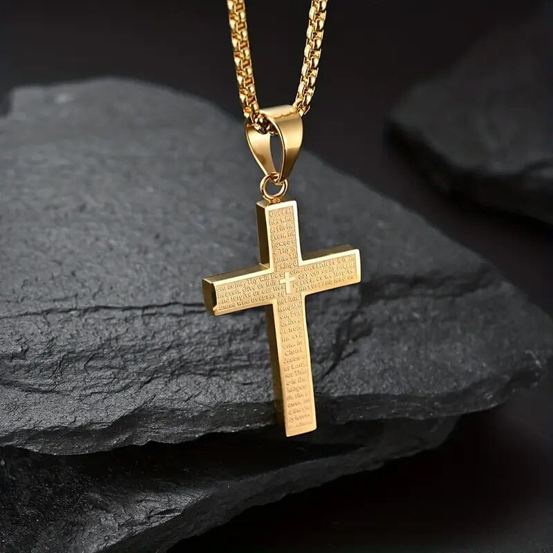 Titanium Steel Cross Pendant Necklace Necklaces Gold - DailySale