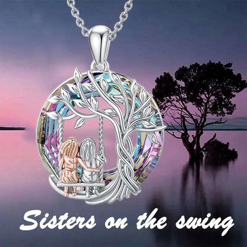 To My Granddaughter, Tree Of Life Sisters On The Swing Pendant Necklace & Card Necklaces - DailySale