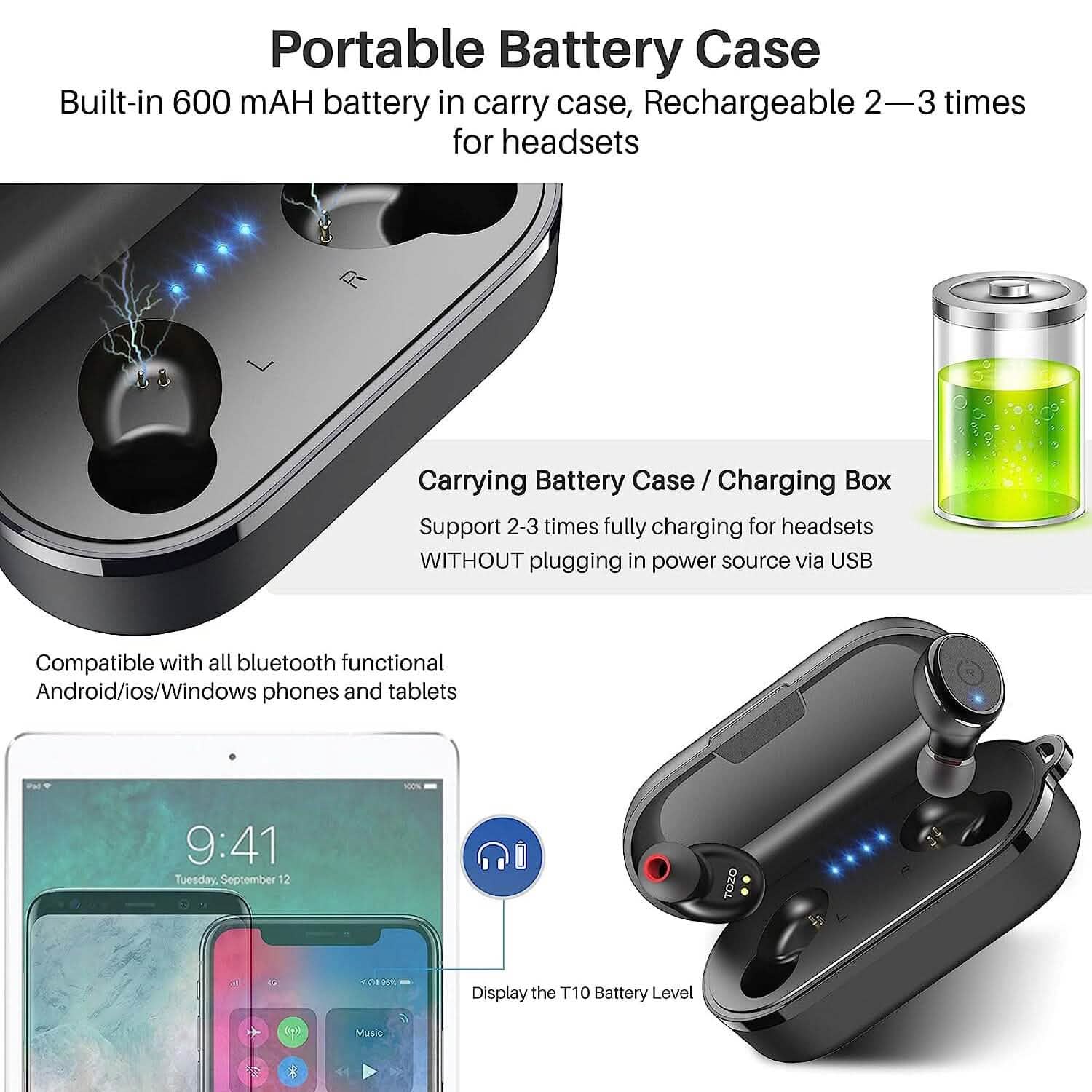TOZO T10 Bluetooth 5.3 Wireless Earbuds (Refurbished) Headphones - DailySale