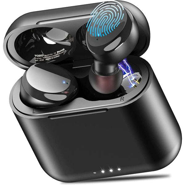 TOZO T6 True Wireless Earbuds Bluetooth 5.3 Headphones Touch Control with Wireless Charging Case (Refurbished) Headphones - DailySale