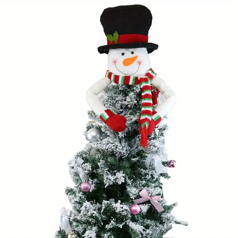 Traditional Wool Festive Christmas Tree Top Star and Snowman Decoration Holiday Decor & Apparel B - DailySale