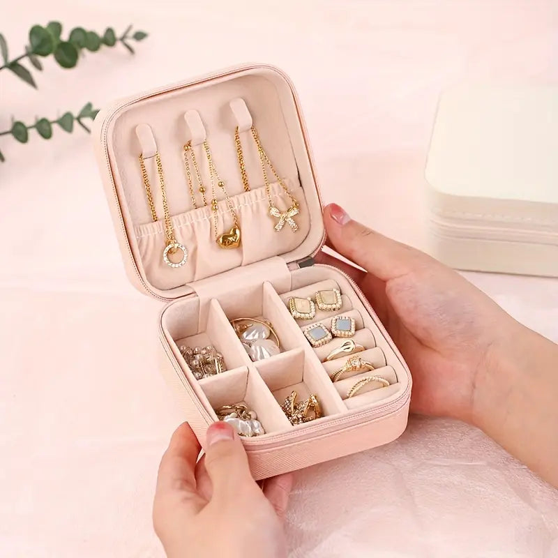 Travel-Friendly Jewelry Organizer - PU Leather Compact Jewelry Box Bags & Travel - DailySale