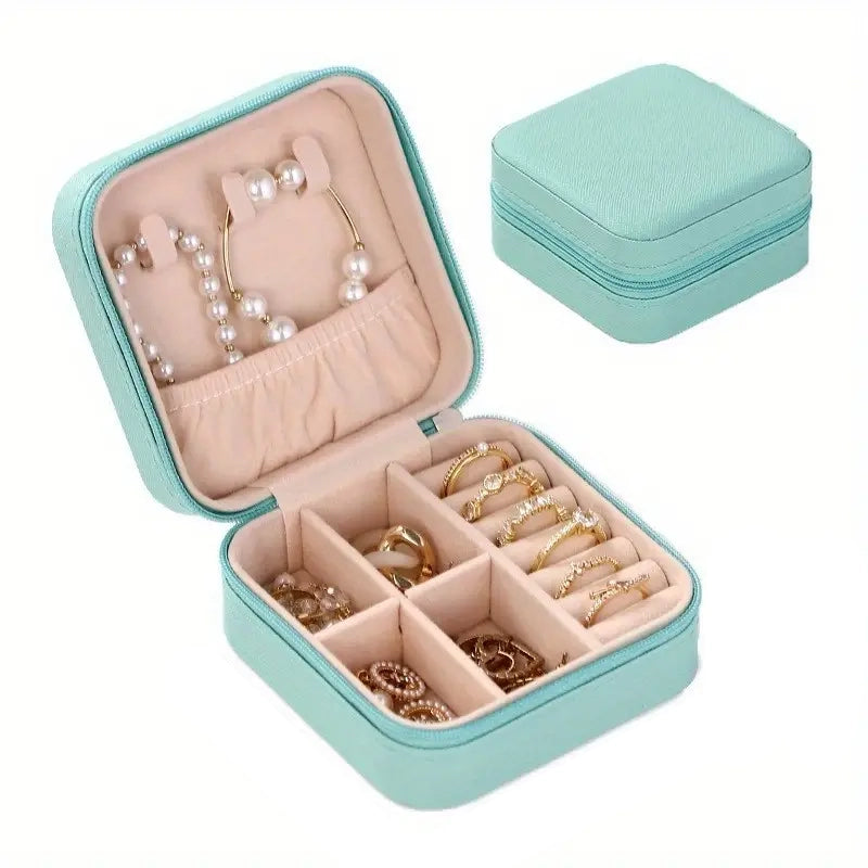 Travel-Friendly Jewelry Organizer - PU Leather Compact Jewelry Box Bags & Travel Green - DailySale