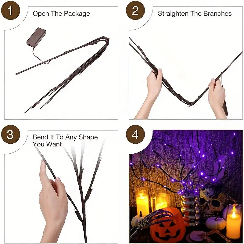 Tree Lamp Decoration Lights, 20 LED Purple Willow Branch Light Holiday Decor & Apparel - DailySale