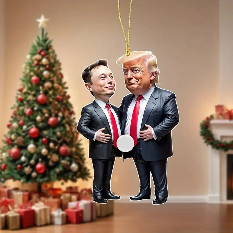 Trump & Musk Acrylic Hanging Ornament Holiday Decor & Apparel - DailySale