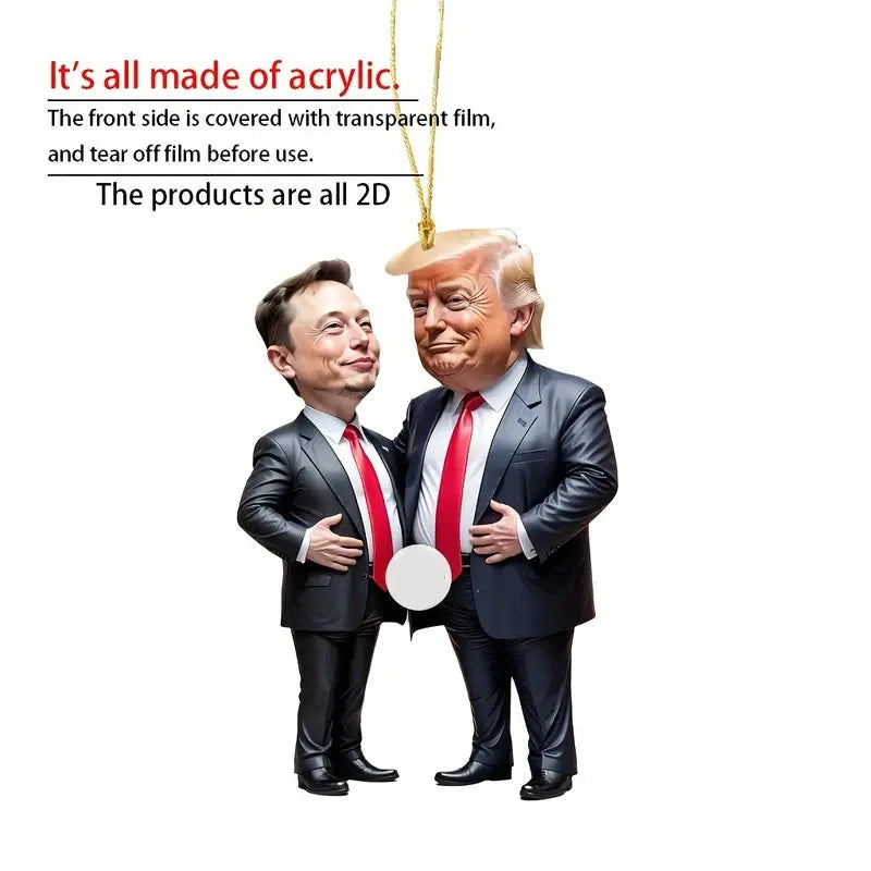 Trump & Musk Acrylic Hanging Ornament Holiday Decor & Apparel - DailySale