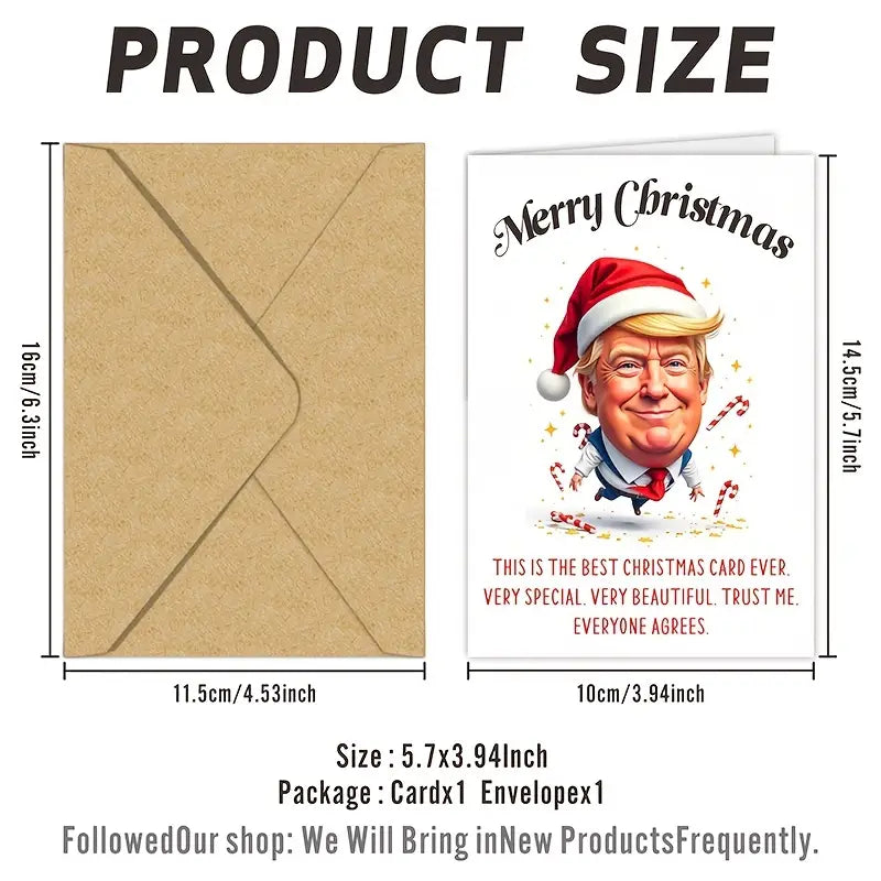 Trump Themed Christmas Greeting Card with Envelope Holiday Decor & Apparel - DailySale