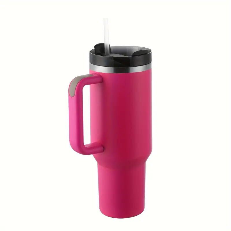 Tumbler with Handle And Straw Lid, Leak-proof Travel 40oz Coffee Mug Sports & Outdoors Red - DailySale