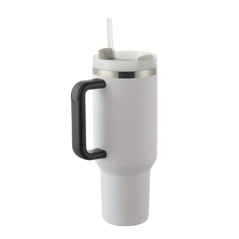 Tumbler with Handle And Straw Lid, Leak-proof Travel 40oz Coffee Mug Sports & Outdoors White - DailySale