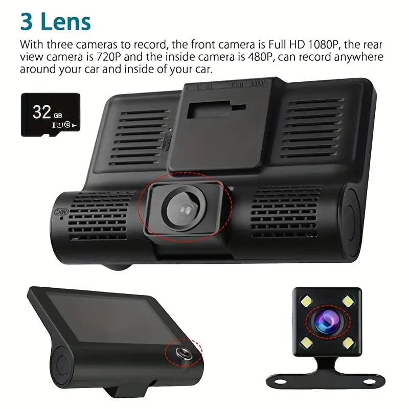 Two-Lens HD Night Vision Driving Recorder with Suction Cup Installation + 32G Card Automotive - DailySale