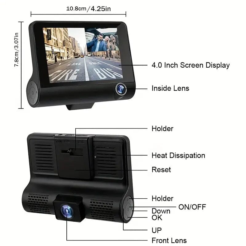 Two-Lens HD Night Vision Driving Recorder with Suction Cup Installation + 32G Card Automotive - DailySale