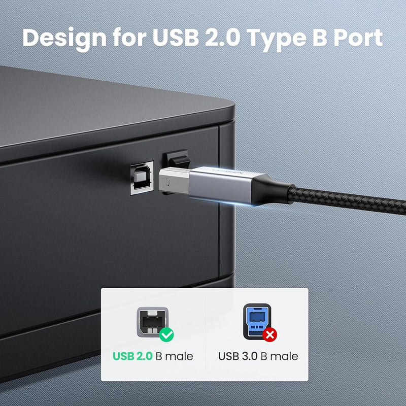 UGREEN USB B to USB C Printer Cable 6 FT, Nylon Braided USB C to USB B  Printer Cable for MacBook Pro/Air, USB C MIDI Cable Compatible with Yamaha