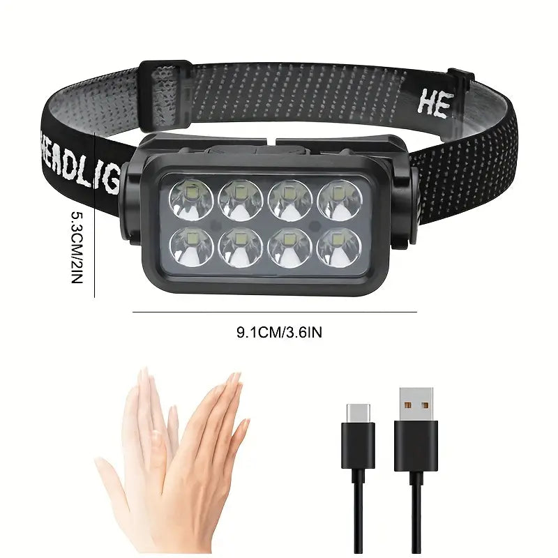 Ultra-Bright Rechargeable Headlight with 6 Modes LED Headlamp Sports & Outdoors - DailySale