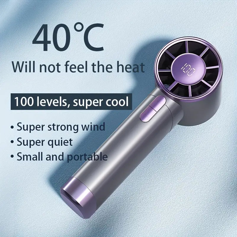 Ultra-Quiet Portable Handheld Fan with 100 Adjustable Speeds, Rechargeable 3000mAh Battery Sports & Outdoors - DailySale