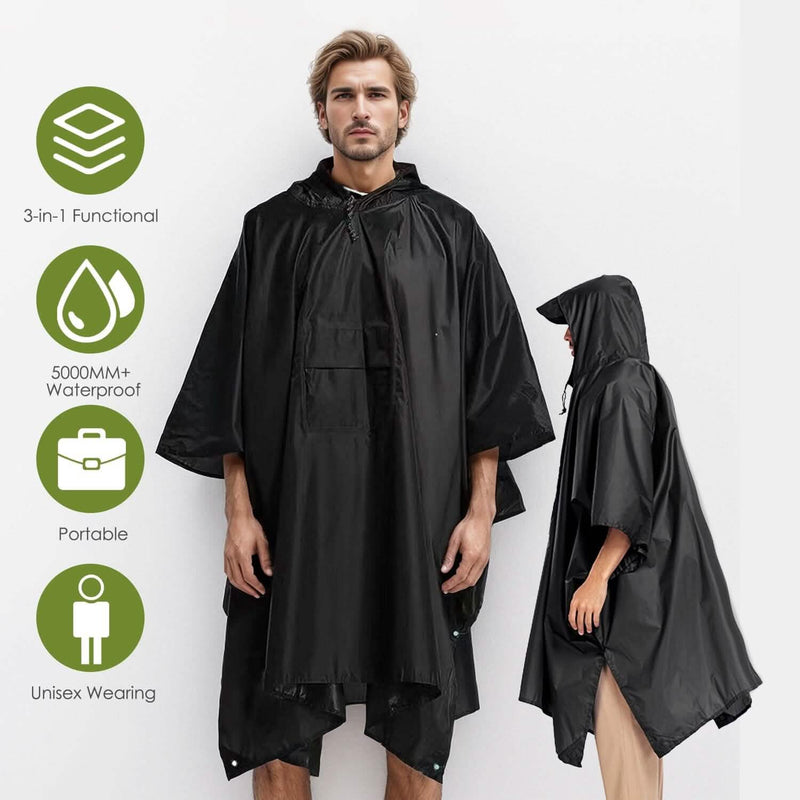 Unisex Hooded Rain Poncho with Pocket Sports & Outdoors - DailySale