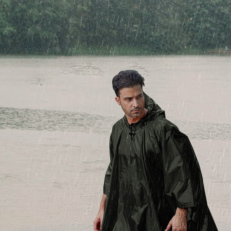 Unisex Hooded Rain Poncho with Pocket Sports & Outdoors - DailySale