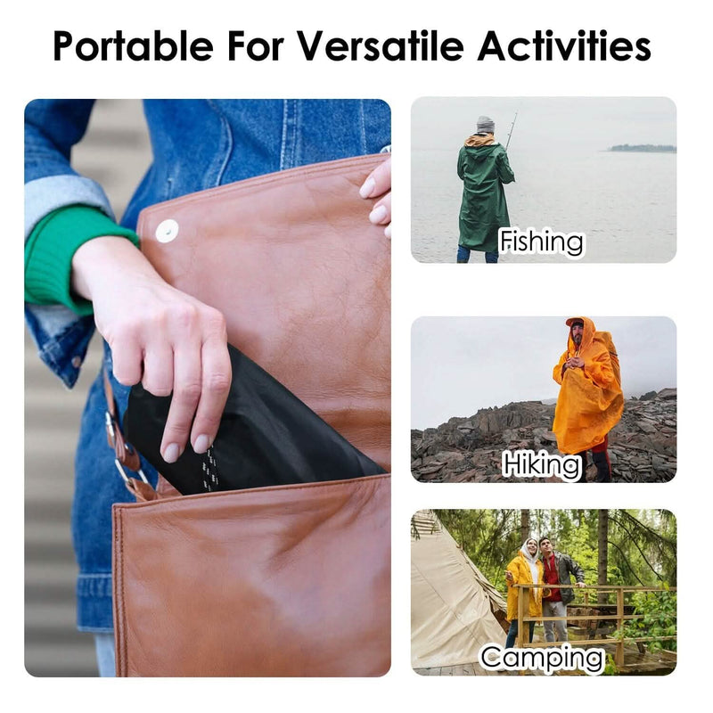 Unisex Hooded Rain Poncho with Pocket Sports & Outdoors - DailySale