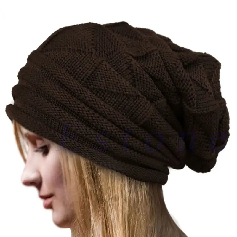 Unisex Oversized Knitted Baggy Beanie Sports & Outdoors Coffee - DailySale