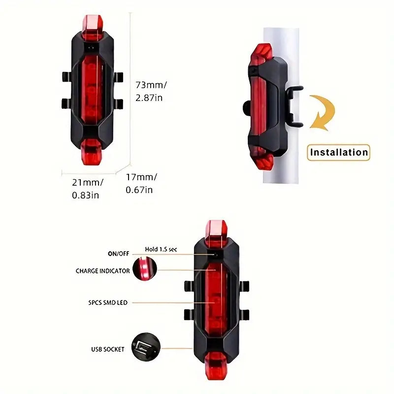 USB Rechargeable LED Bike Tail Light - 4 Flashing Modes For Safety And Visibility Sports & Outdoors - DailySale