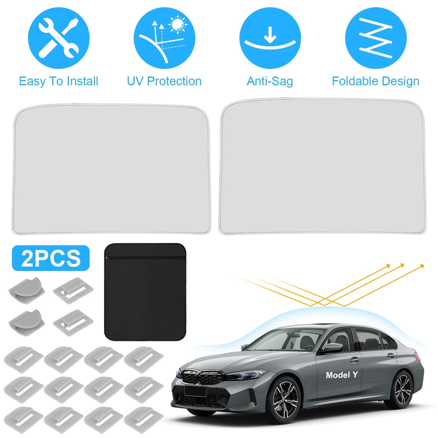 UV Protection Sunshade Roof Fit for Tesla Model Y 2020-2024 Automotive - DailySale