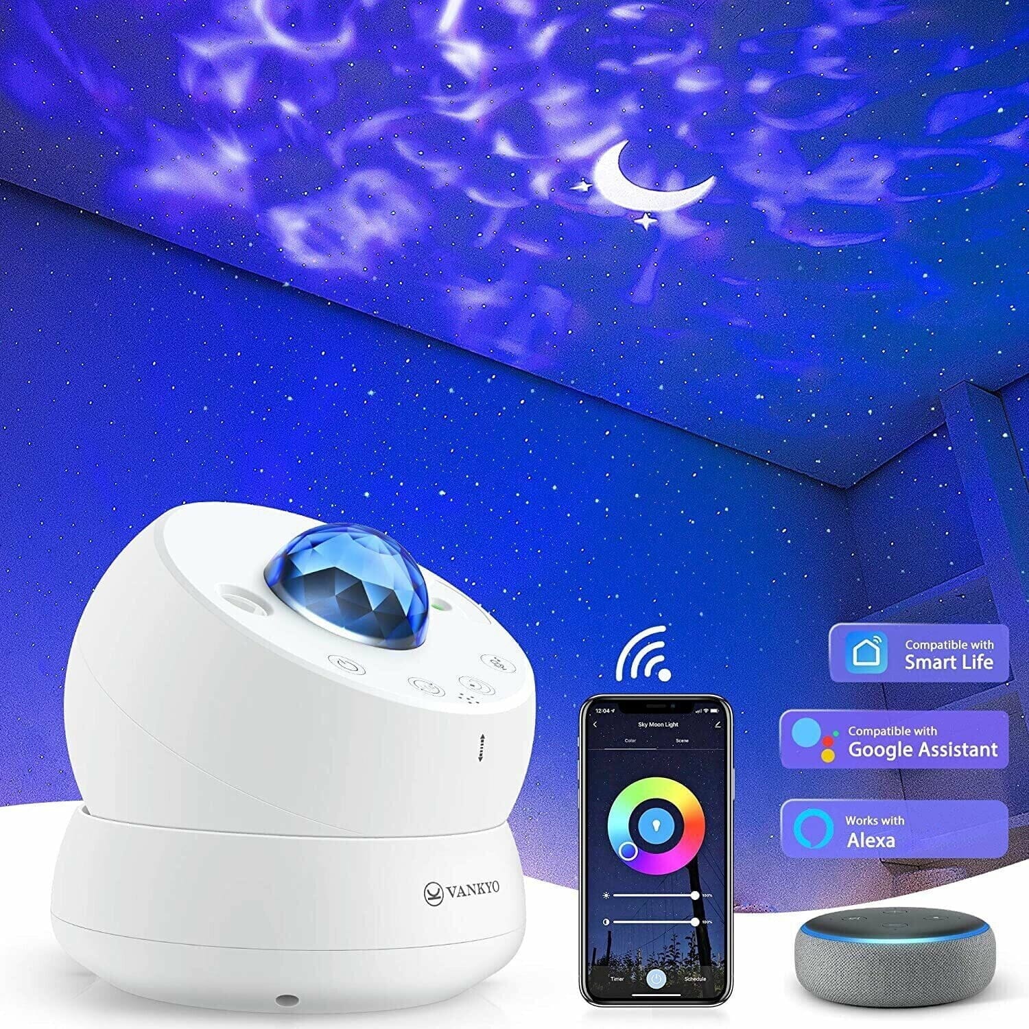 VANKYO Galaxy Smart Night Light Projector with APP and Voice Control Indoor Lighting - DailySale