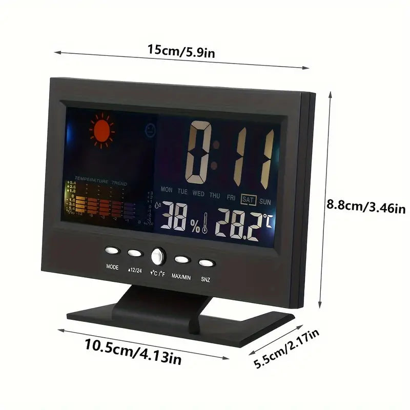 Vibrant Digital Weather Alarm Clock with Voice Control Household Appliances - DailySale