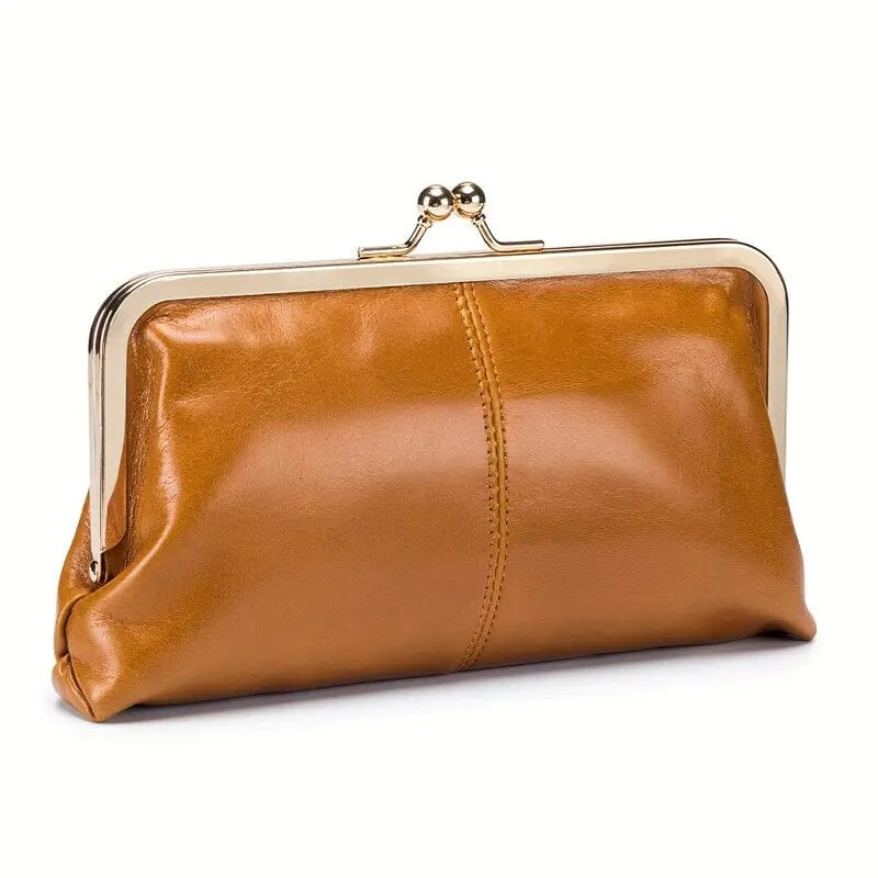 Vintage Chic Leather Clutch Lady Purse Bags & Travel Yellow - DailySale