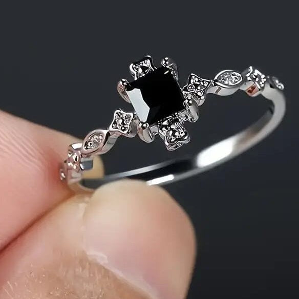 Vintage-Inspired Black Square Cubic Zirconia Ring Rings 6 - DailySale