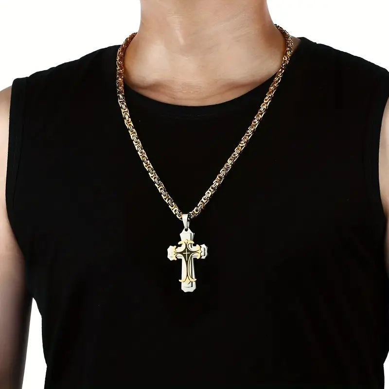 Vintage-Inspired Men's Flat Handmade Cross Pendant Necklace Necklaces - DailySale