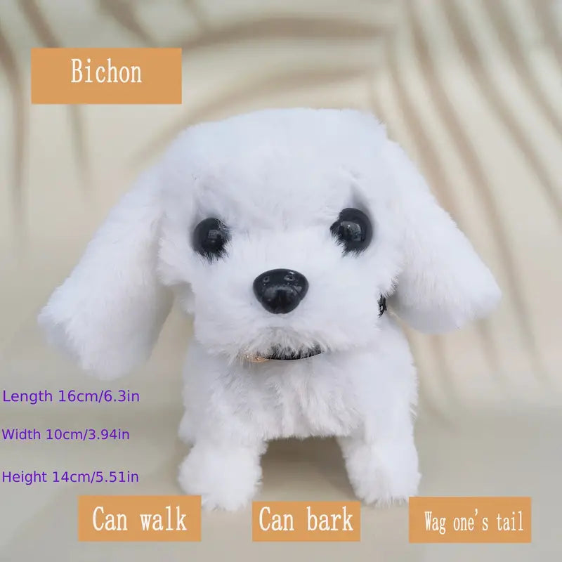 Walking Dog Toy Lifelike Doggy Smart Pets Barking Tail-wagging Wagging Simulation Dog Toys & Games Bichon - DailySale