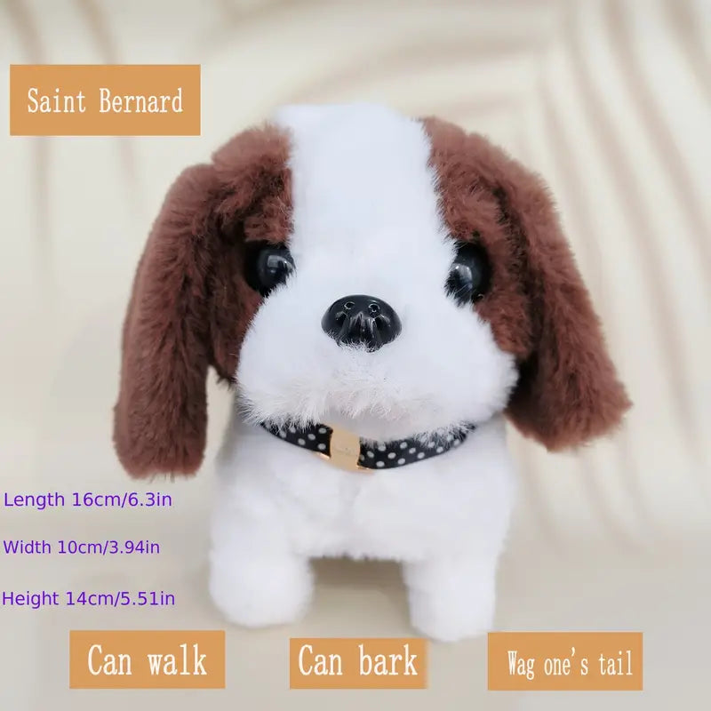 Walking Dog Toy Lifelike Doggy Smart Pets Barking Tail-wagging Wagging Simulation Dog Toys & Games Saint Bernard - DailySale