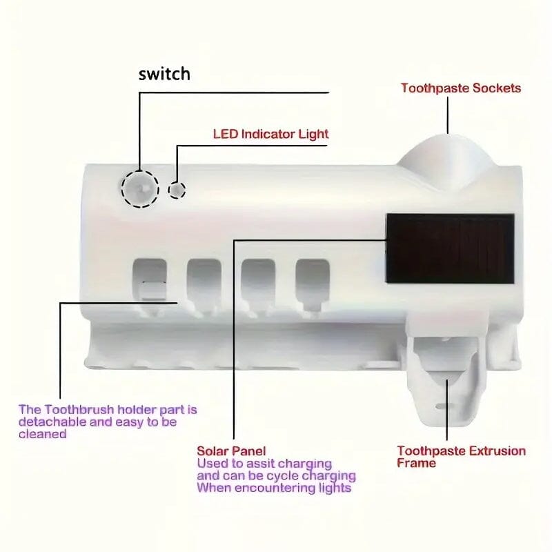 Wall Mounted 4 Slot Toothbrush UV Disinfection Device Beauty & Personal Care - DailySale